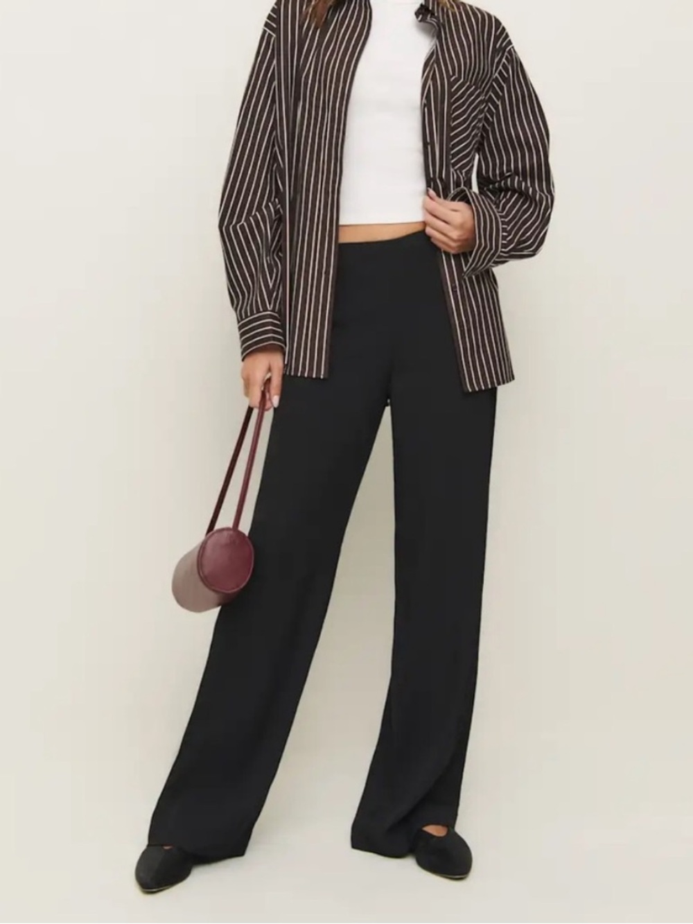 Petite Reformation Hallie Mid
Rise Pant Black - Size 4P